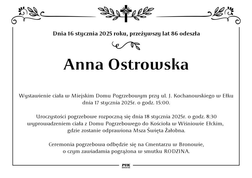 Anna Ostrowska - nekrolog